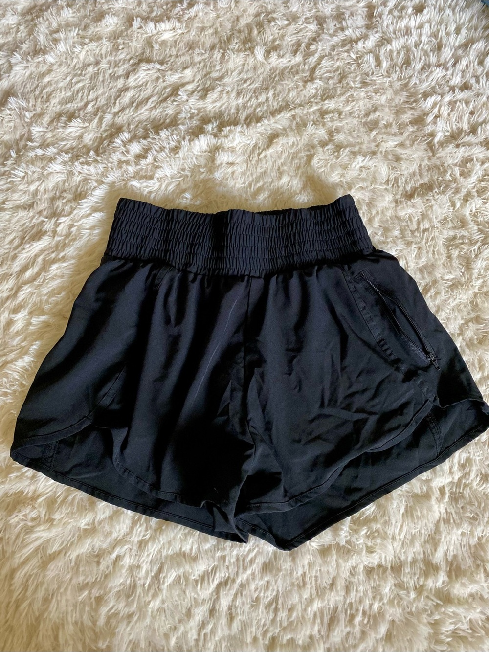 Black Women's Athletic Shorts - Smocked Waist